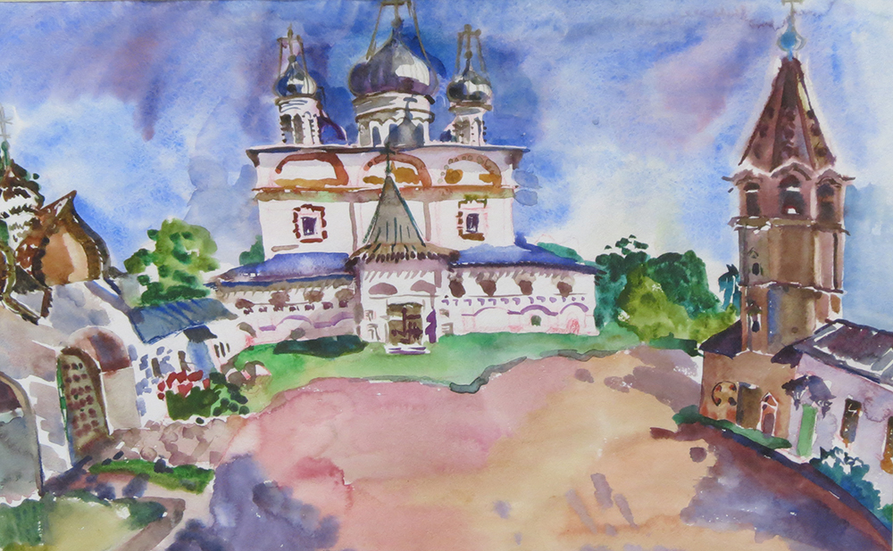 Акварельный рисунок Знаменский собор