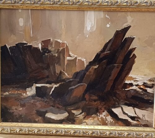 Картина "Этюд с камнями 2", х\м, 18*24