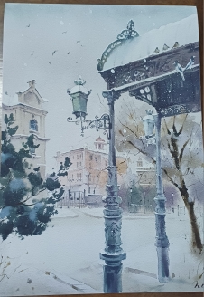 Картина "Любимый сердцу уголок. Хабаровск ". Акварель, жикле , 30*42