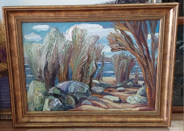 Картина «Камни на берегу Сикачи-Аляна. Весна »1991, холст/масло, 35*50 см