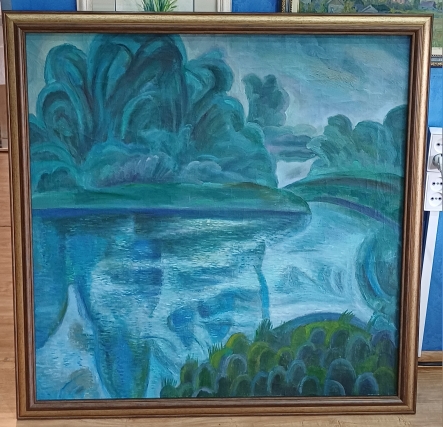 Картина «Заводь» — автор Арапов, холст/масло, 90 *90 см , 1987 г