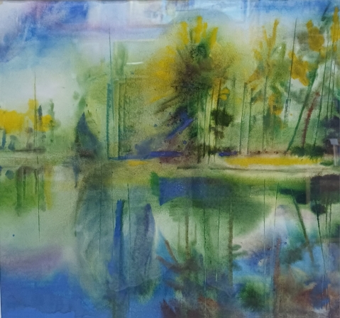 Картина " Исчезли солнечные дни". Бумага, акварель,40*40