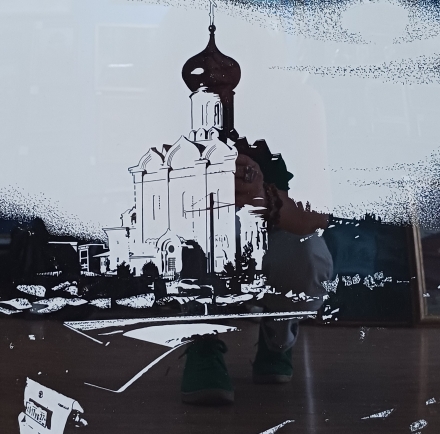 Картина "Облачно", тушь, перо, бумага, 40*40