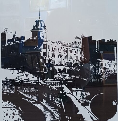Картина "Минус десять градусов", тушь , перо, 40*40