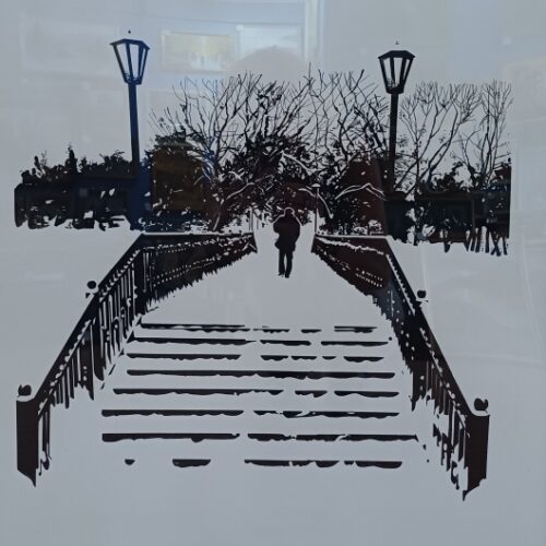 Картина "Мостик", тушь , перо, 40*40