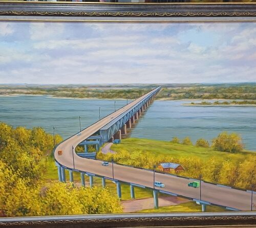 Картина "Мост через Амур", х\м, 50*70