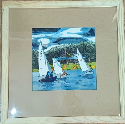 Картина интерьерная "В затоне. Хабаровск". Офорт, акварель, 30*30