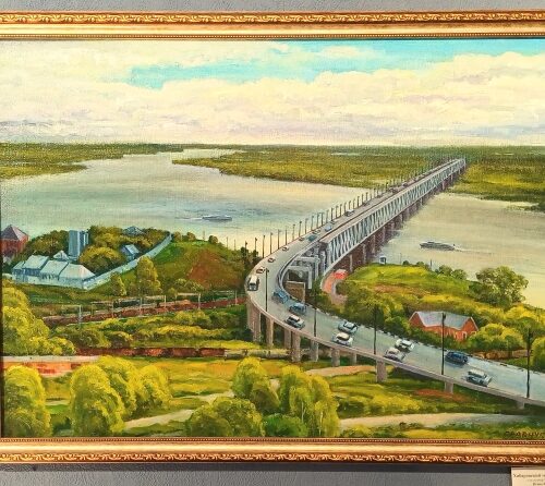 Картина "Хабаровский мост через Амур", х\м, 50*70