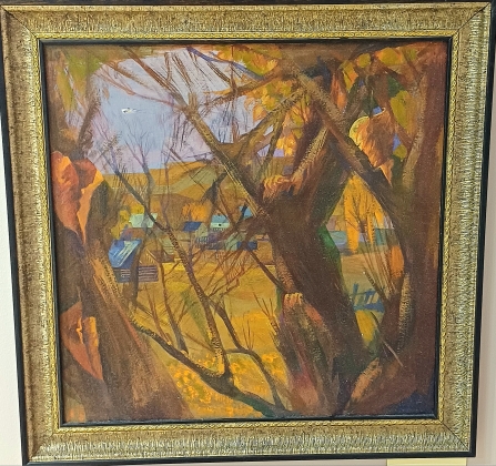 Картина "Ласковые дни осени", 1986 г, 40*40, масло, картон, Болгарин АС