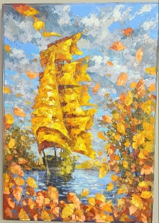 Картина "На старой протоке", 70*50, смешанная техника