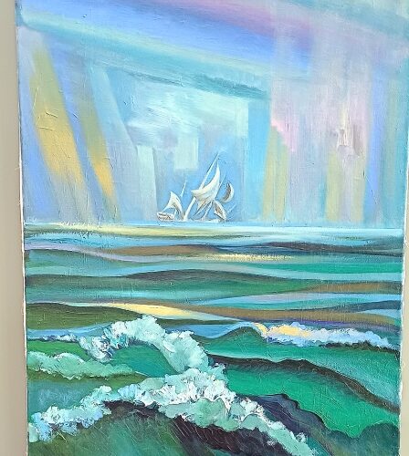 Картина " Корабль Беринга терпит крушение", х\м, 95*65, 1985 г