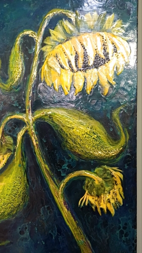 Картина "Подсолнух", 76*40, энкаустика