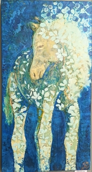 Картина "Лошадь. Зимний сон", 76*40, энкаустика
