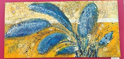 Картина  "Синий цветок", 122*61, энкаустика