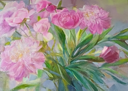 Картина "Розовые пионы", 40*50, х\м
