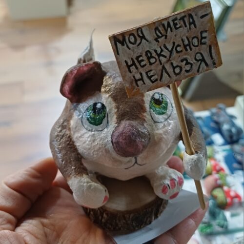 Сувенир  котик папье -маше. Подарок подруге. Ручная работа