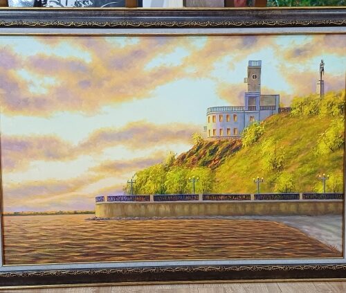 Картина "Утёс. Хабаровск. Закат", холст, масло, 40*60