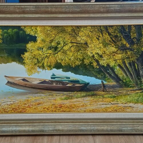 Картина  интерьерная "Осенний сон", холст, масло , 30*62