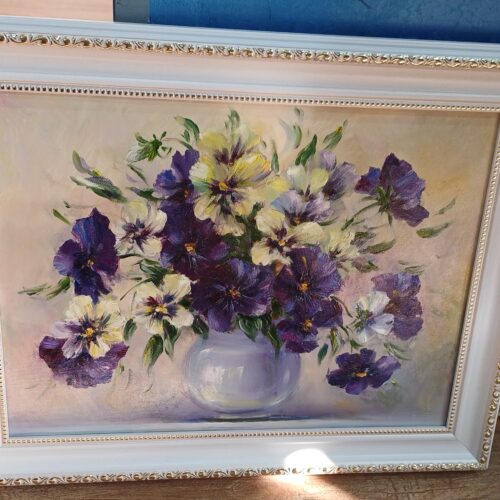 Картина "Анютины глазки", х\м, 45*30
