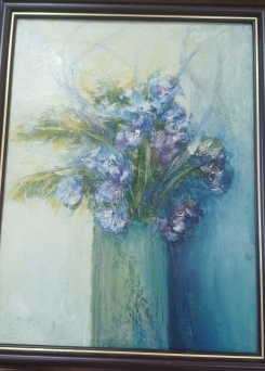 Картина "Синий букет", 26*34, энкаустика