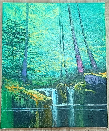 Картина "Ручей", пейзаж, 25*30, холст, масло