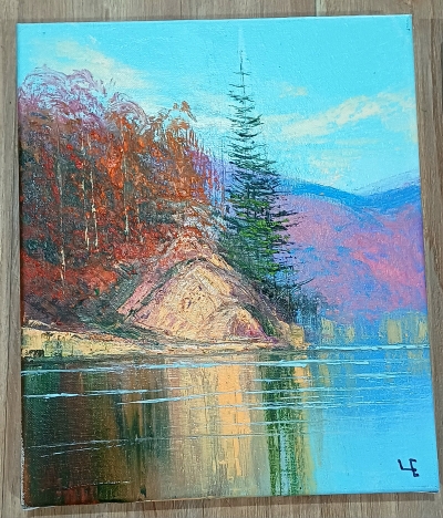 Картина интерьерная  "Река", пейзаж, 25*30, холст, масло