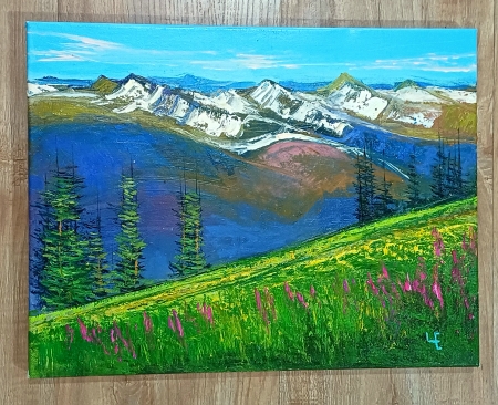 Картина интерьерная  "Горы", пейзаж, 30*40, холст, масло