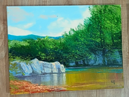 Картина интерьерная  "Река -1 " пейзаж, 25*30, холст, масло