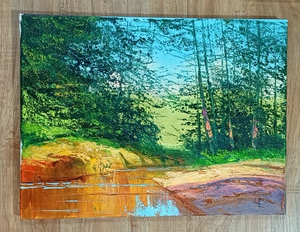 Картина интерьерная  "Ручей", пейзаж, 30*40, холст, масло