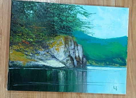 Картина интерьерная  "Река -2" пейзаж, 30*40, холст, масло