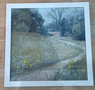 Картина "Осенняя", 25*25, холст на картоне, пастель